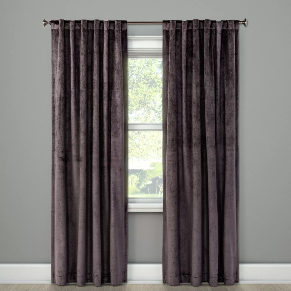 Set of 95"x54" Curtain Panels Velvet Gray
